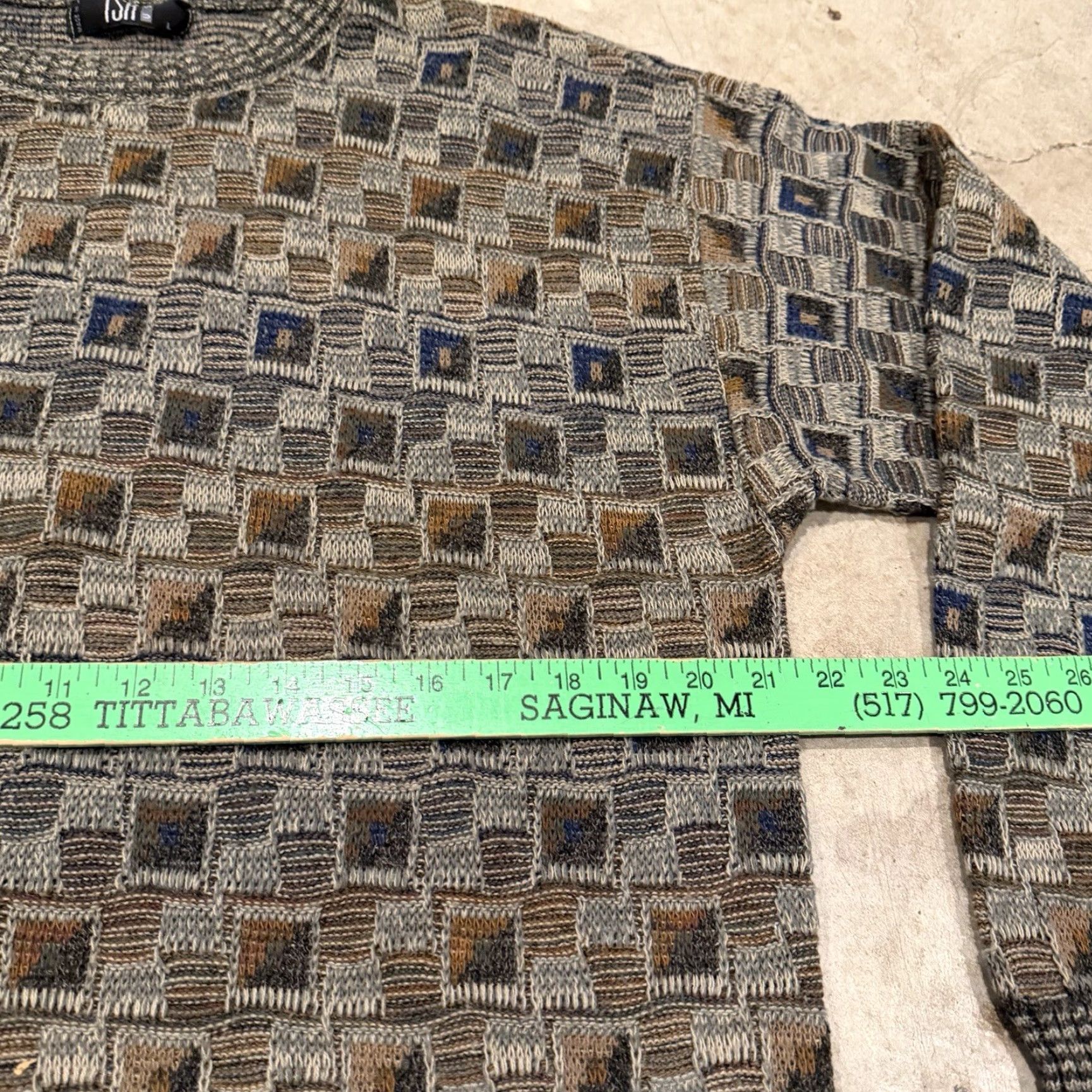 Vintage VINTAGE TSR Mens Sweater Geometric Textured Crew Neck Sz L Grunge 80s 90s Made in USA Mens Size US L / EU 52-54 / 3 - 5 Thumbnail