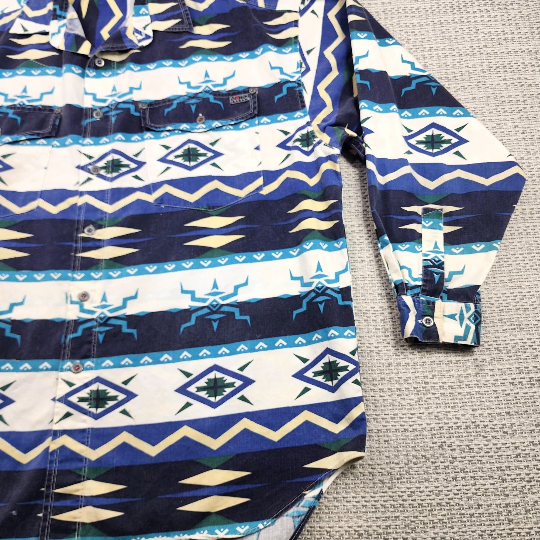 Vintage Motto Reddot Shirt Mens Large Blue Aztec Southwestern Button Up Western Shirt Size US XL / EU 56 / 4 - 2 Thumbnail