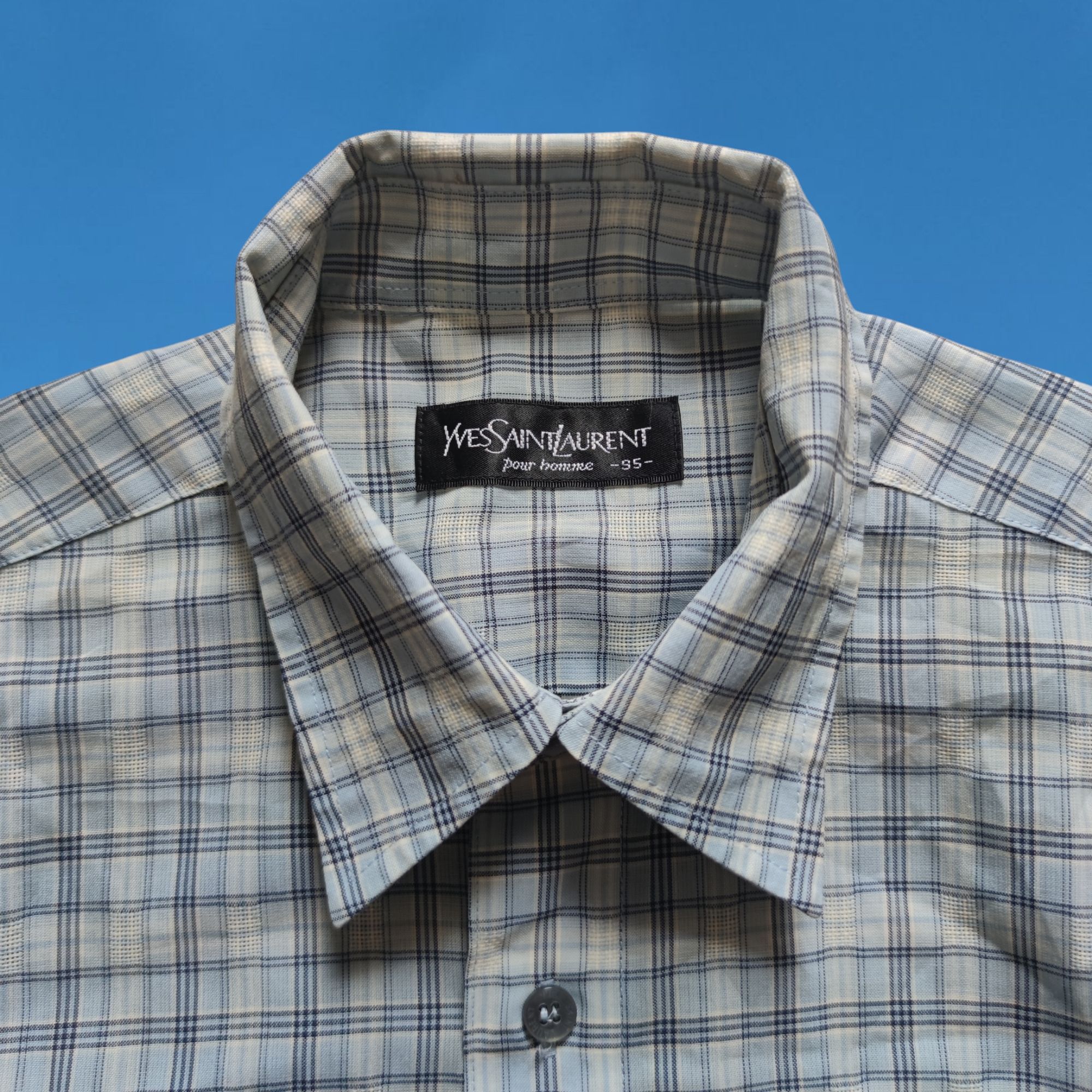 Yves Saint Laurent Vintage YSL Checkered Polyester Shirts Size US L / EU 52-54 / 3 - 2 Thumbnail