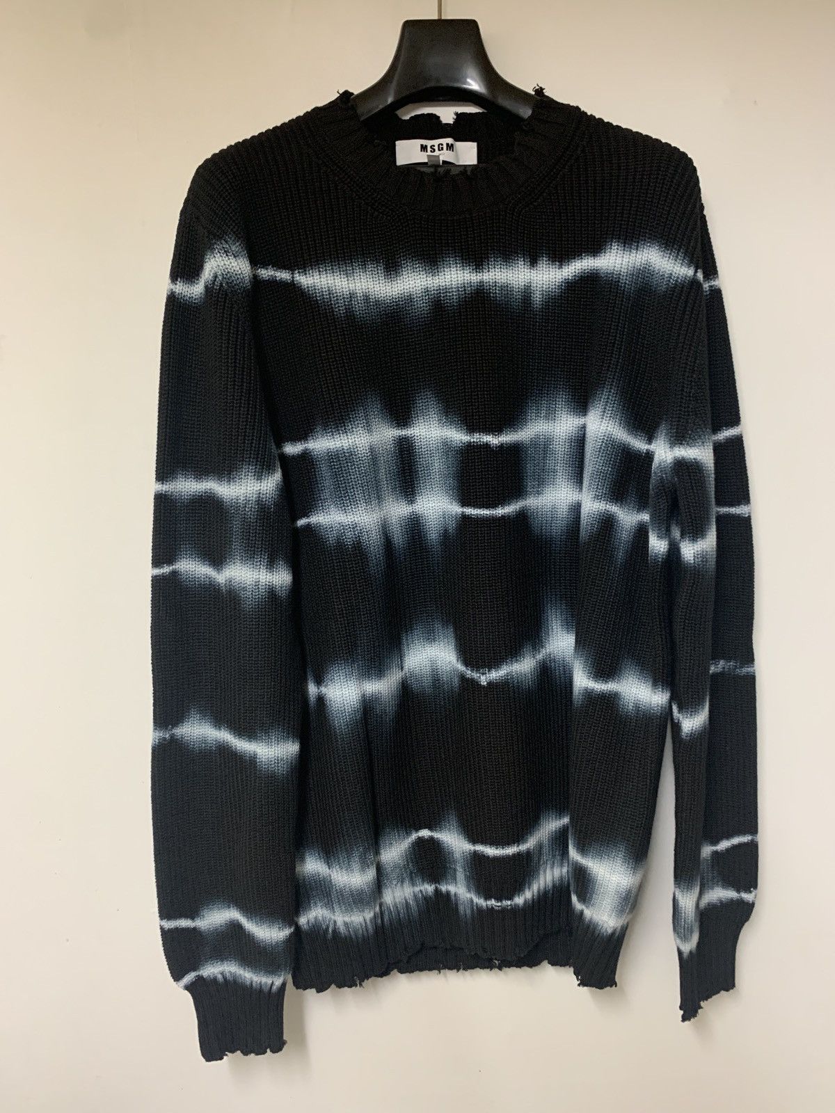 image of Msgm Tie Dye Stripe Sweater in Black, Men's (Size Small)