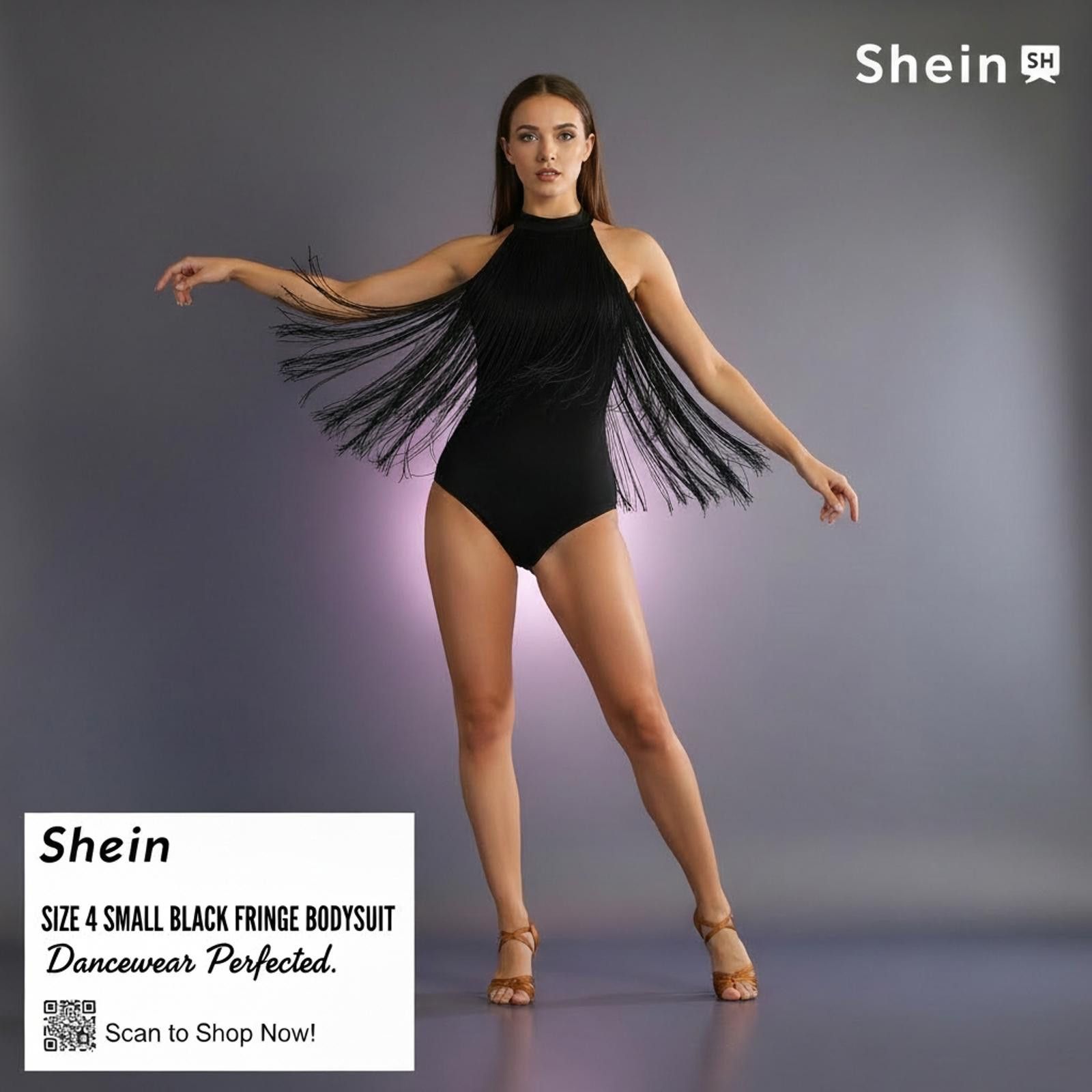 Shein Black Fringe Halter Bodysuit Size S / US 4 / IT 40 - 1 Thumbnail