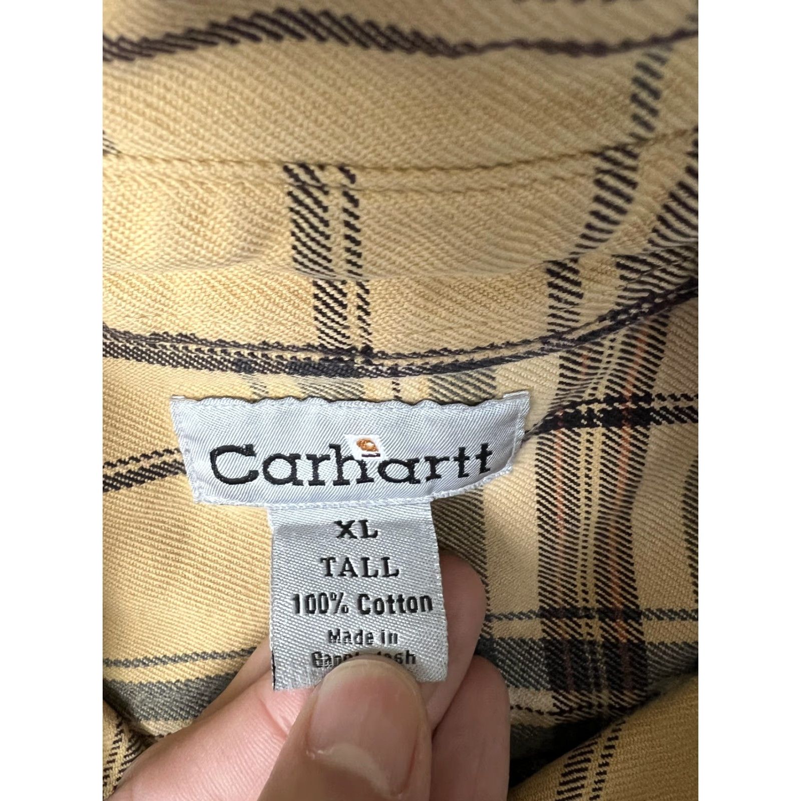 Carhartt VINTAGE Carhartt Shirt Mens XLT Yellow Plaid Long Sleeve Button Up Shacket Workwear Size US XL / EU 56 / 4 - 3 Thumbnail
