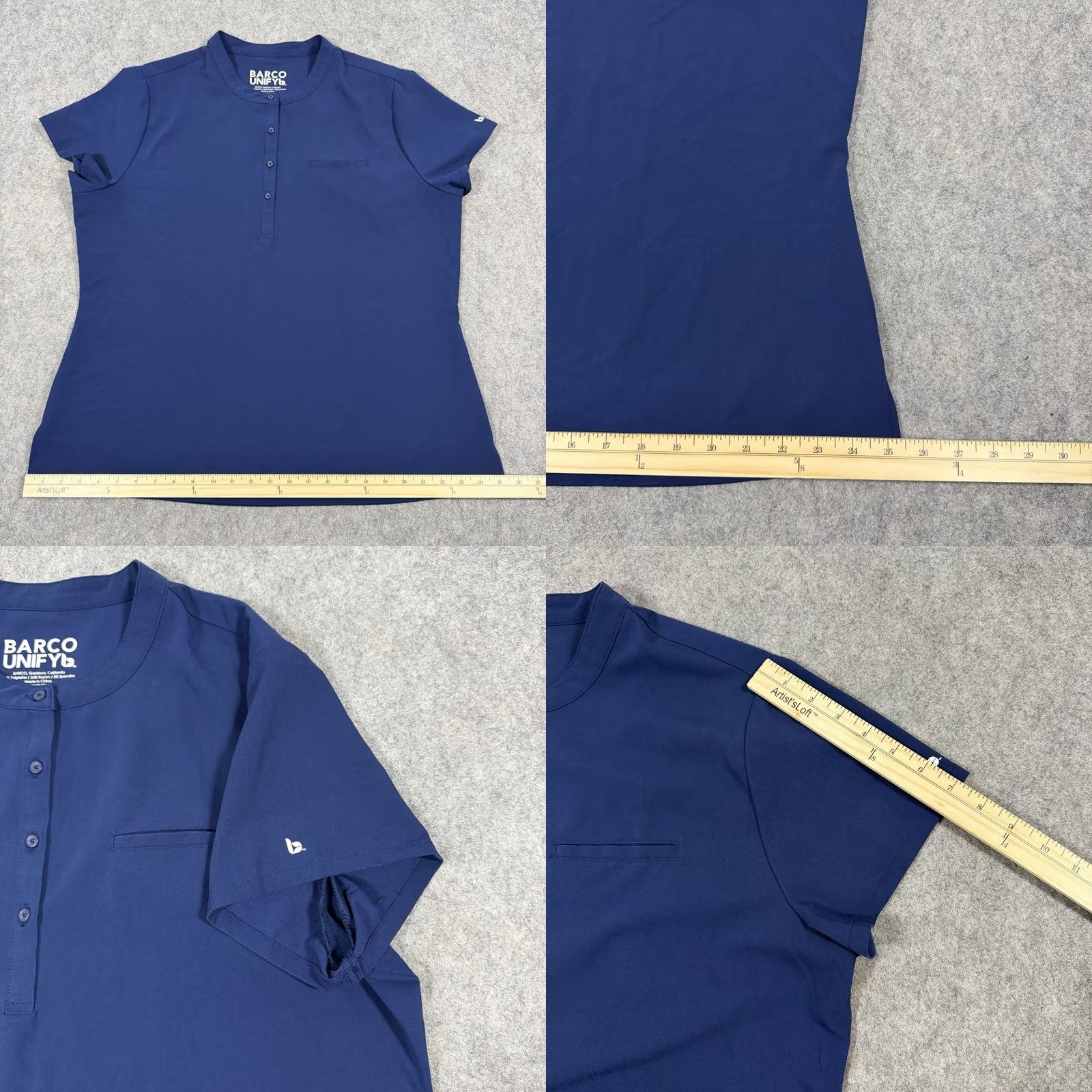Vintage Barco Unify Scrub Top Women's XL Navy Blue Button-Front Collar Tuck-In Size XL / US 12-14 / IT 48-50 - 9 Thumbnail