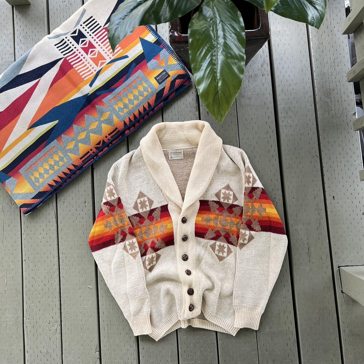 Pendleton × Vintage Vintage 70s Virgin Wool Pendleton Aztec Knit Sweater Size US M / EU 48-50 / 2 - 3 Thumbnail