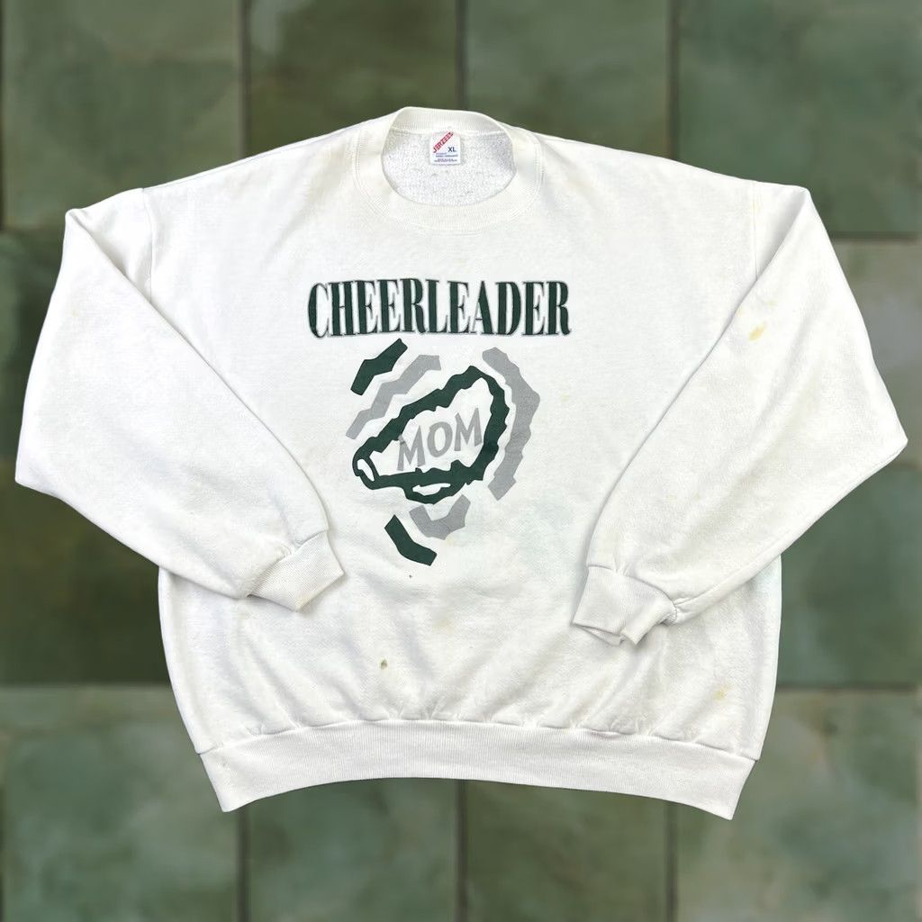 Jerzees VINTAGE Jerzees Sweatshirt Crewneck 90s Graphic Grunge Cheerleader Mom L White Womens Size L / US 10 / IT 46 - 1 Thumbnail