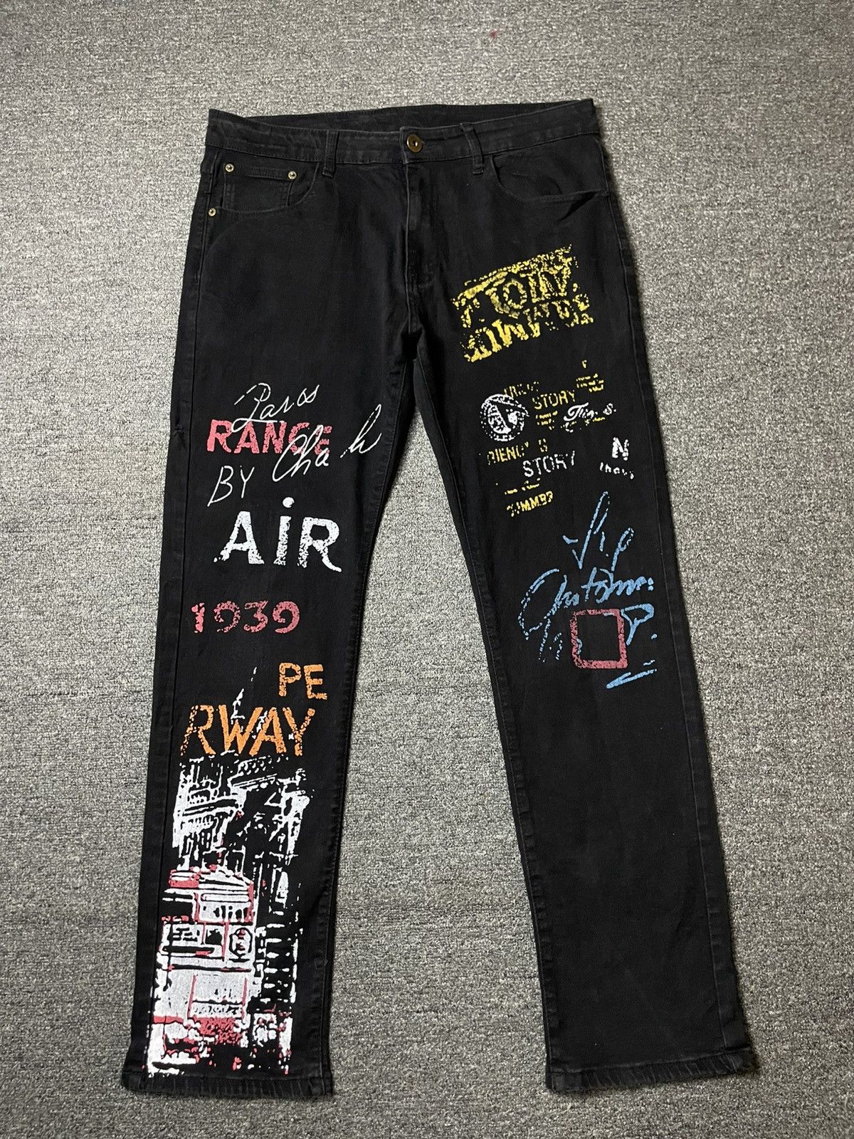 Japanese Brand × Vintage Creative Graffiti Graphic Print Stretching Jeans (92) Size US 36 / EU 52 - 1 Thumbnail