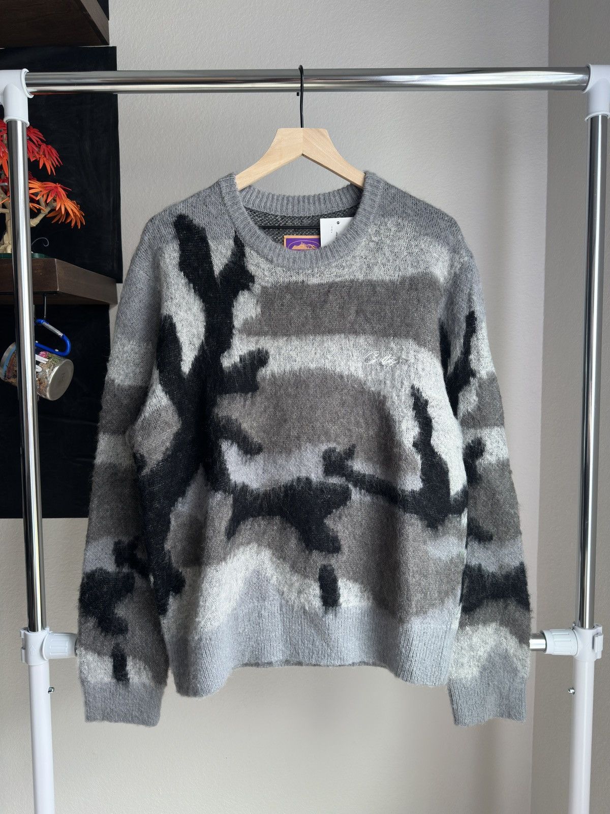 Corteiz Mohair Camo Knit Sweater Grey Size US M / EU 48-50 / 2 - 1 Thumbnail