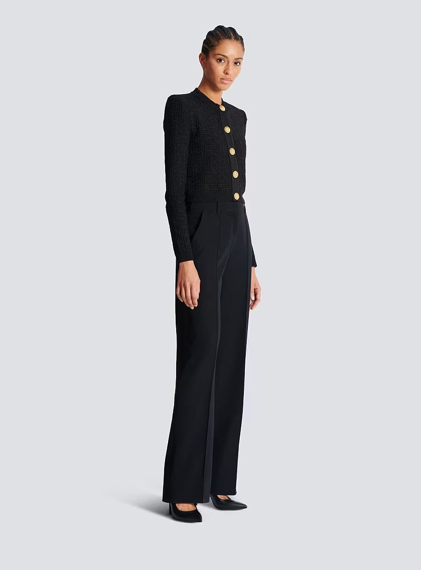 Balmain o1s1wg111225 Labyrinth Knit Cardigan in Black Size L / US 10 / IT 46 - 2 Thumbnail