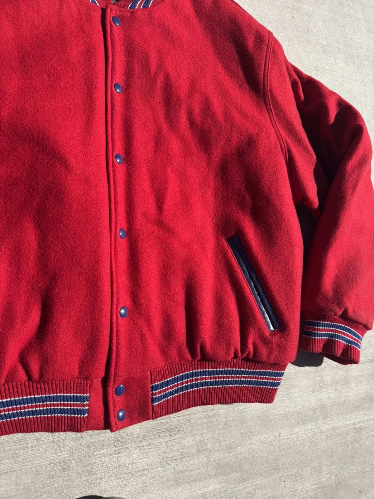Rennoc VTG RENNOC RED NAVY BLUE WOOL VARSITY BOMBER JACKET XXL 2XL Size US XXL / EU 58 / 5 - 5 Thumbnail