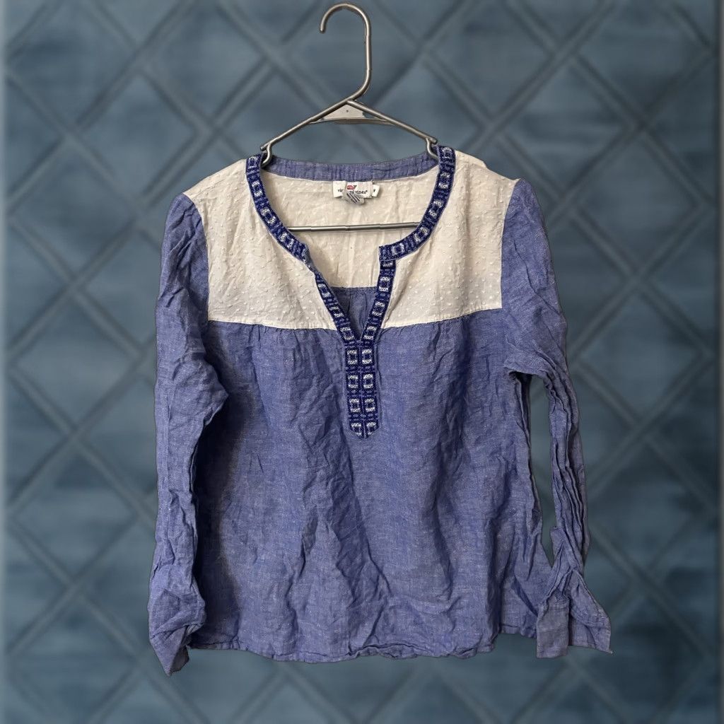 Vineyard Vines Vineyard Vines Blouse Embroidered Linen Blend M Multicolor Women's Shirt Size M / US 6-8 / IT 42-44 - 1 Thumbnail