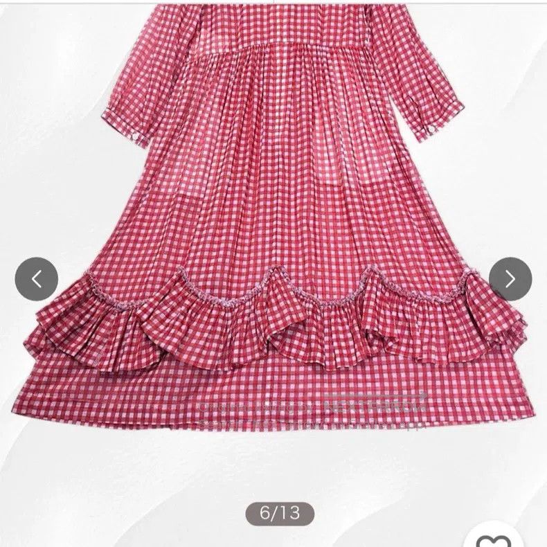 Comme des Garcons Comme Des Garcons Red vintage checkered lace trimmed dress Size XS / US 0-2 / IT 36-38 - 6 Thumbnail