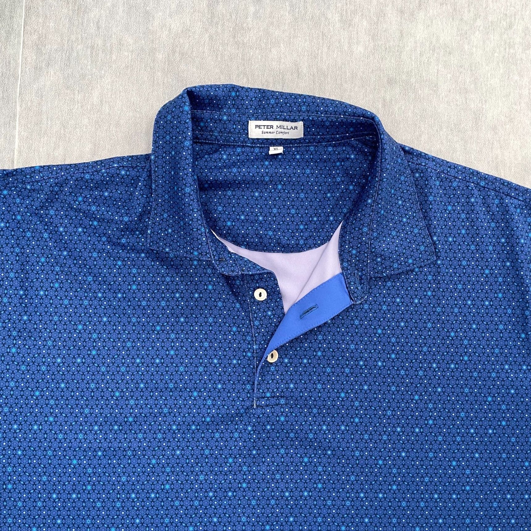 Peter Millar Peter Millar Polo Shirt Adult XL Extra Large Blue Golf All Over Print Stars Mens Size US XL / EU 56 / 4 - 3 Thumbnail