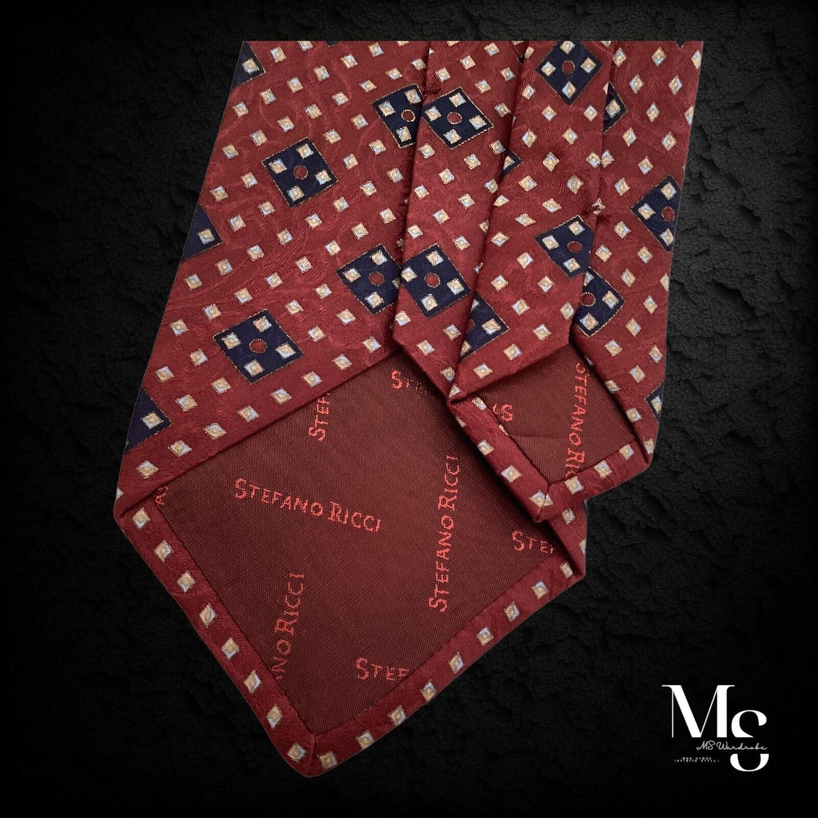 Stefano Ricci STEFANO RICCI XL Burgundy Geometric With 3D Paisley Silk Tie Size ONE SIZE - 4 Thumbnail