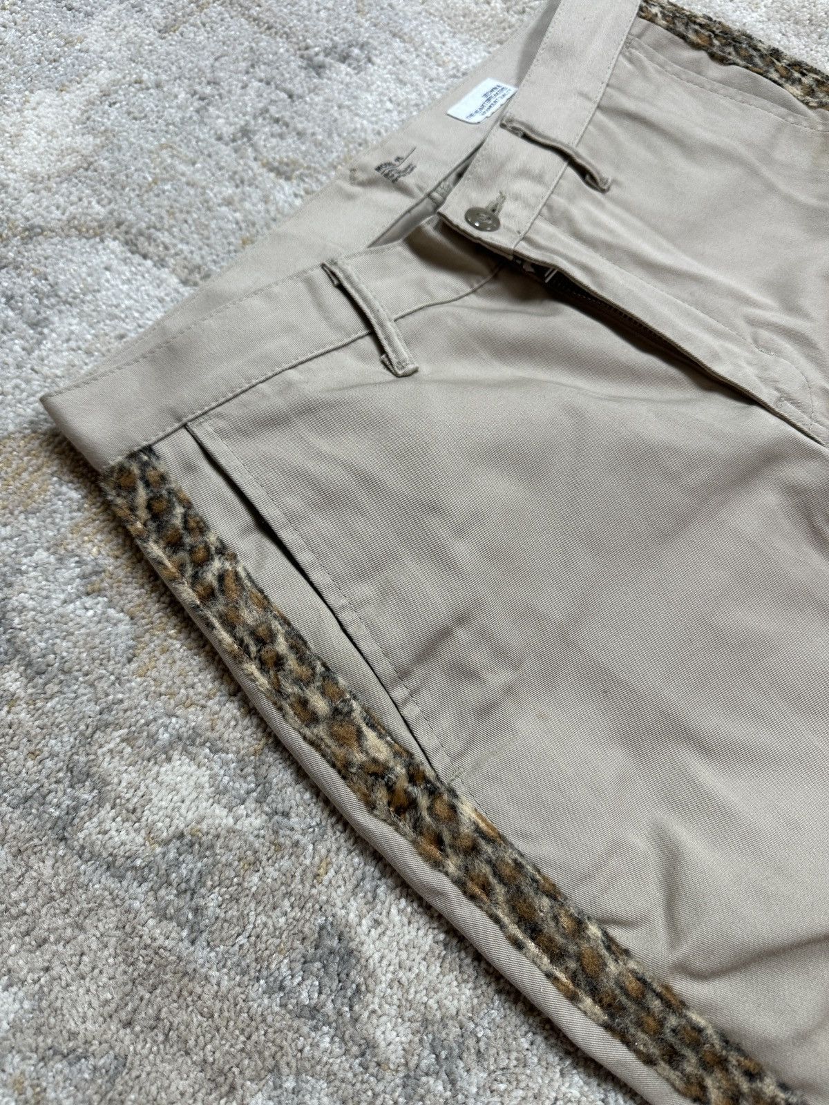 Bedwin & The Heartbreakers Khaki Chino Velvet Cheetah Side Stripe Pants Size US 30 / EU 46 - 3 Thumbnail