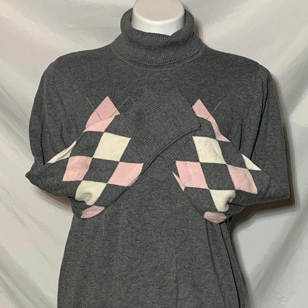 Designer Lane Bryant Argyle Turtleneck Sweater, Plus Size 14/16W Size XL / US 12-14 / IT 48-50 - 4 Thumbnail