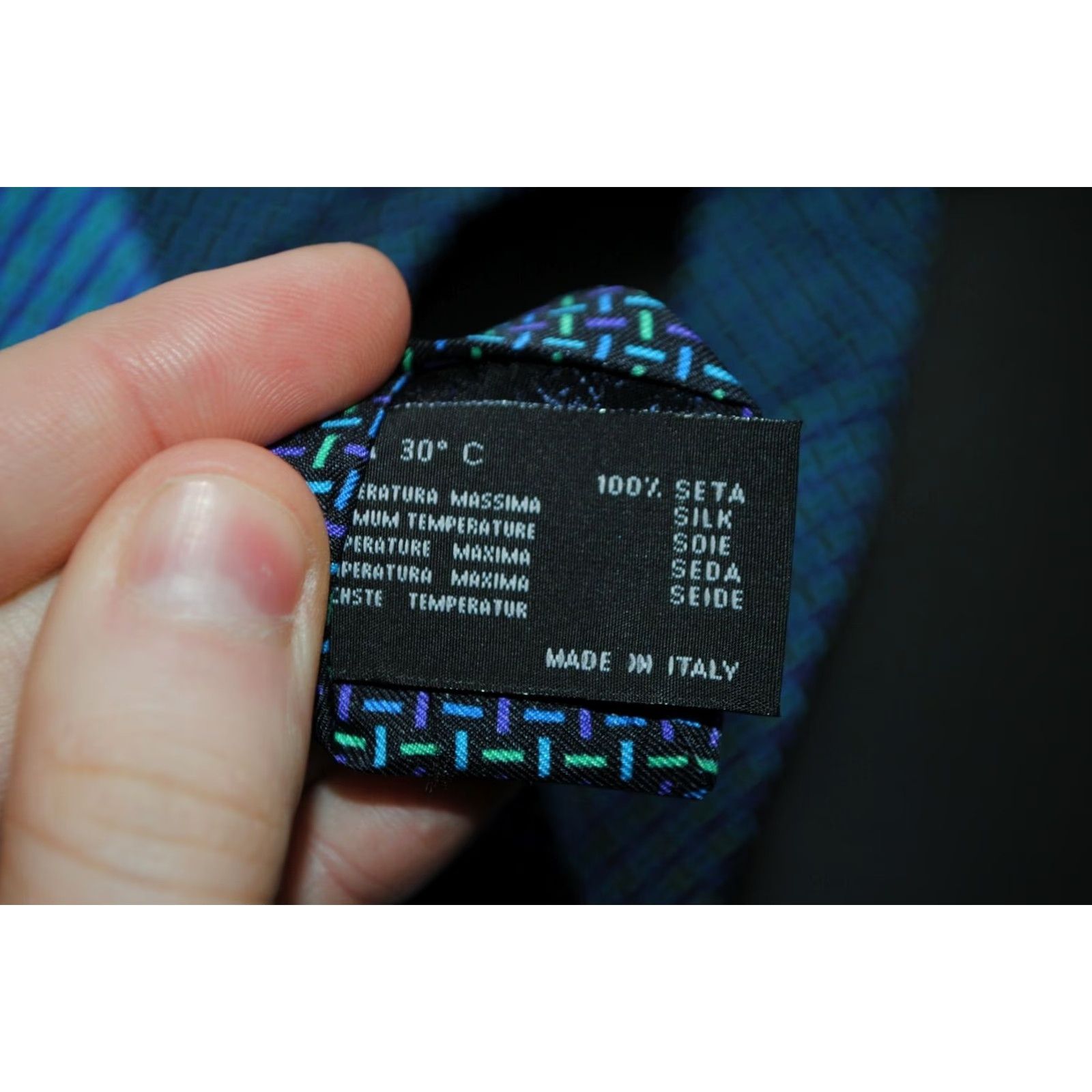 Versace VERSACE TIE Men Geometric Medusa 100% Silk Blue Made in Italy 57 in. Classic Authentic Size ONE SIZE - 7 Thumbnail
