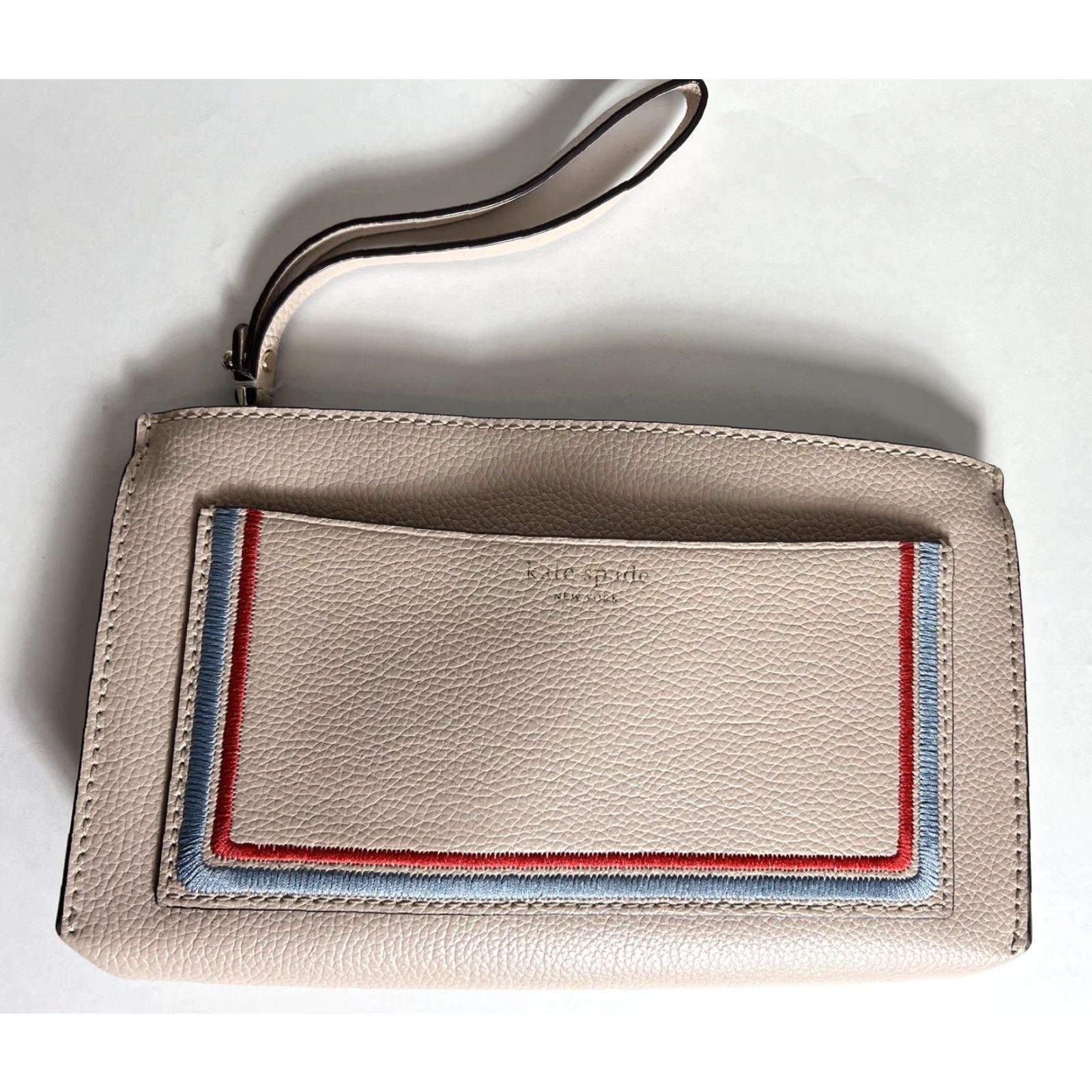 Vintage KATE SPADE Eva Embroidered Warm Beige Leather Wallet Clutch Wristlet Ladies Wallet/Clutch/Wristlet Size ONE SIZE - 2 Thumbnail