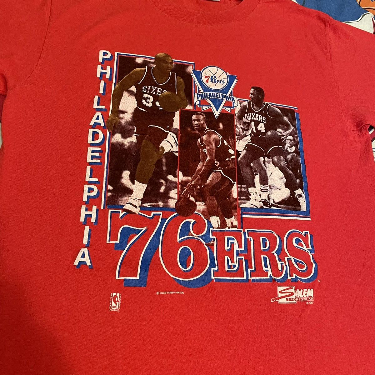 NBA × Salem Sportswear × Vintage Vintage 1990 NBA Philadelphia 76ers Sixers Basketball Tee Size US L / EU 52-54 / 3 - 3 Thumbnail