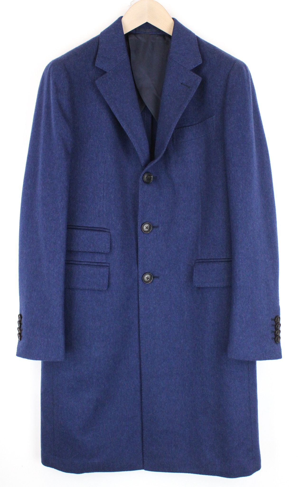 image of Suitsupply Satorial Uk38Rcashmere Blue Mid-Length Coat 66579, Men's (Size Medium)