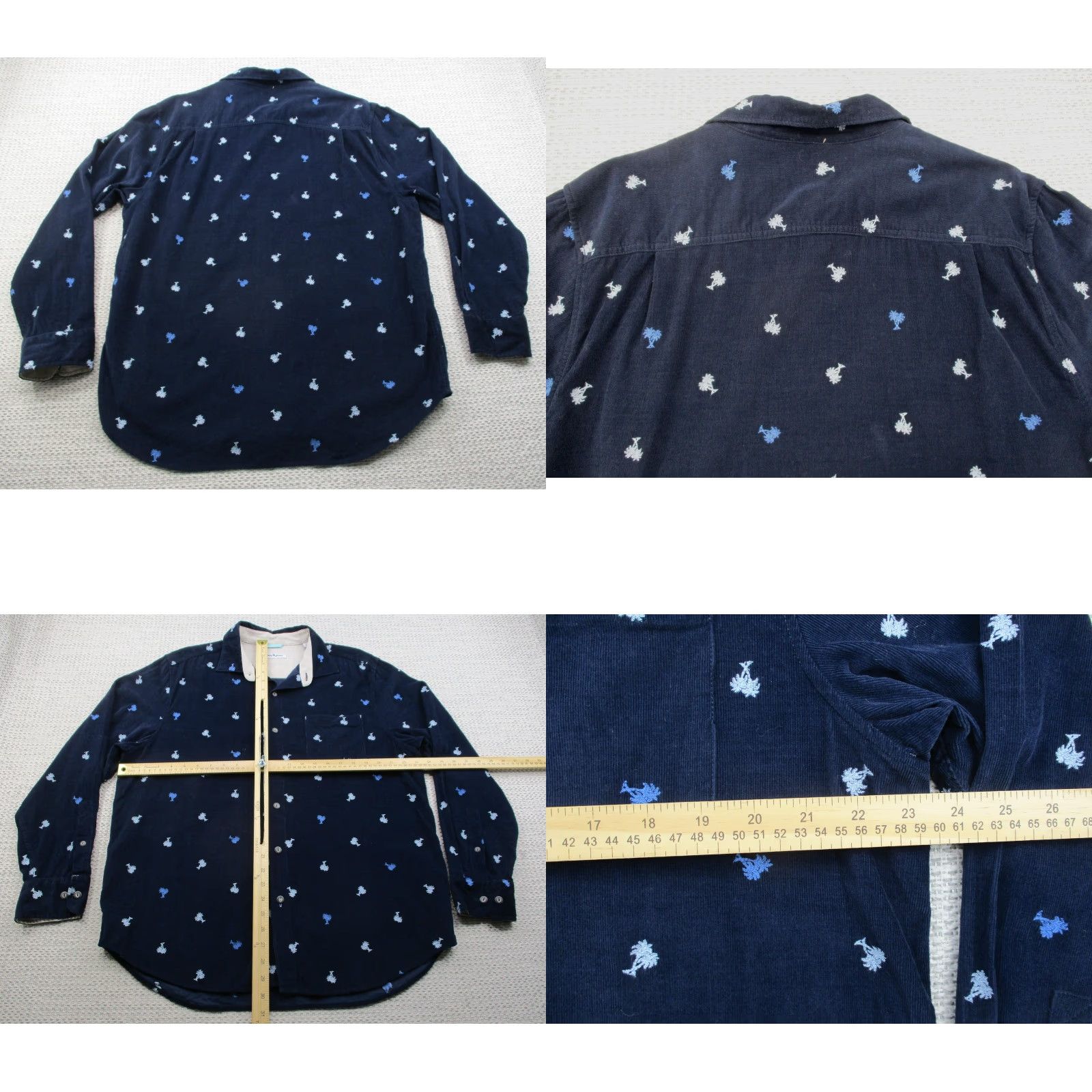 Tommy Bahama Tommy Bahama Corduroy Shirt Mens Large Navy Blue Palm Tree Embroidered Casual Size US L / EU 52-54 / 3 - 8 Thumbnail