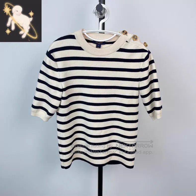 Louis Vuitton Louis Vuitton Boat anchor gold button knit stripe short sl Size S / US 4 / IT 40 - 1 Thumbnail