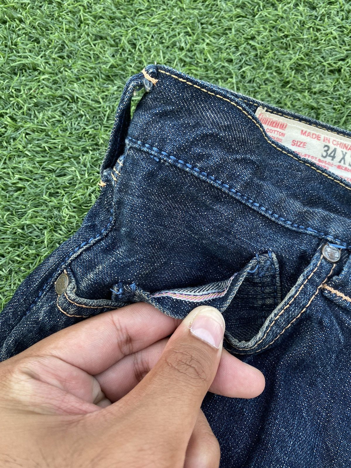 Evisu VINTAGE EVISU YAMANE WHITE SEA GULLS WITH PINK SELVEDGE Size US 32 / EU 48 - 8 Thumbnail