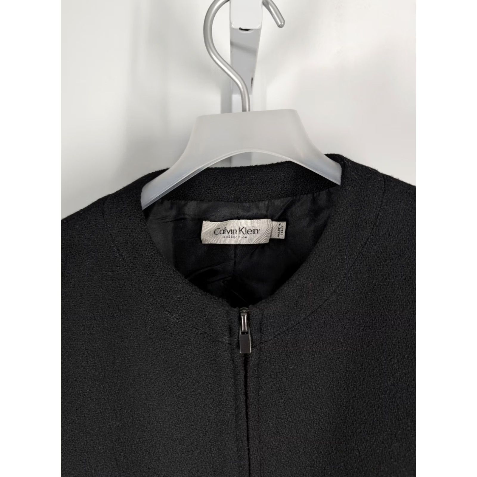 Calvin Klein VINTAGE Calvin Klein Collection Jacket Women Tweed Wool 2Way Zip Black 4 21" Length Mens? Size S / US 4 / IT 40 - 3 Thumbnail