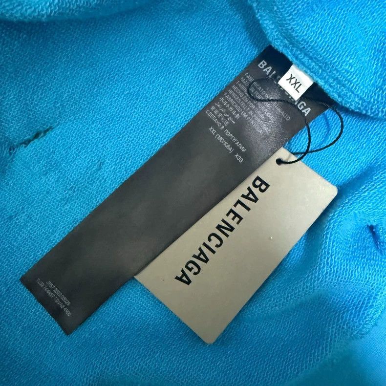 Balenciaga Balenciaga 23AW Blue Distressed Zip Hoodie Size US XXL / EU 58 / 5 - 4 Thumbnail