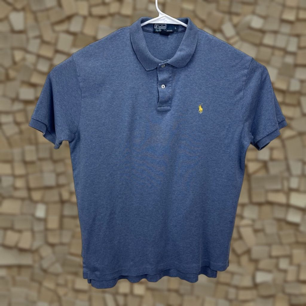 Polo Ralph Lauren VINTAGE Polo Ralph Lauren Polo Shirt Men Large Blue Yellow Pony Logo 100% Cotton Casual Office Size US L / EU 52-54 / 3 - 1 Thumbnail