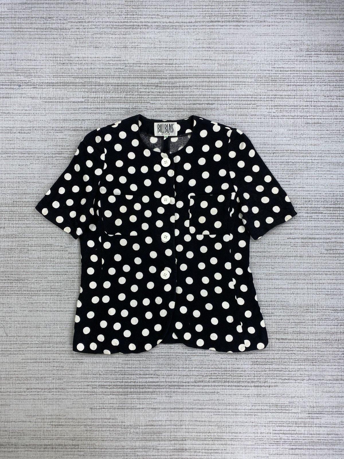 Bill Blass × Designer × Vintage Vintage BILLBLASS Studio Polka Dot Style Short Sleeve Shirt Size M / US 6-8 / IT 42-44 - 1 Thumbnail