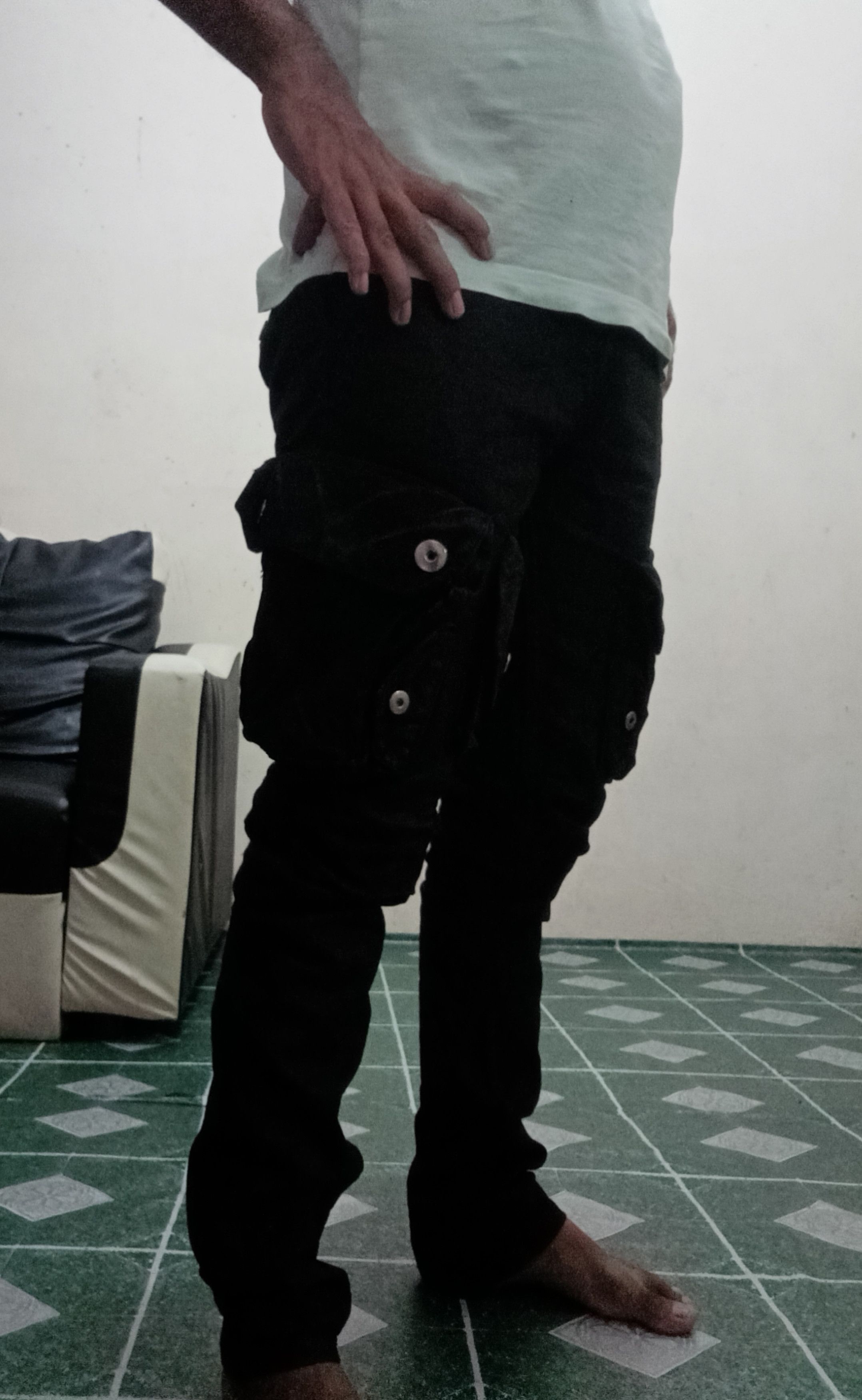If Six Was Nine Glamour Wax Denim Punk Rock Style Skinny Cargo Pants Size US 30 / EU 46 - 15 Thumbnail