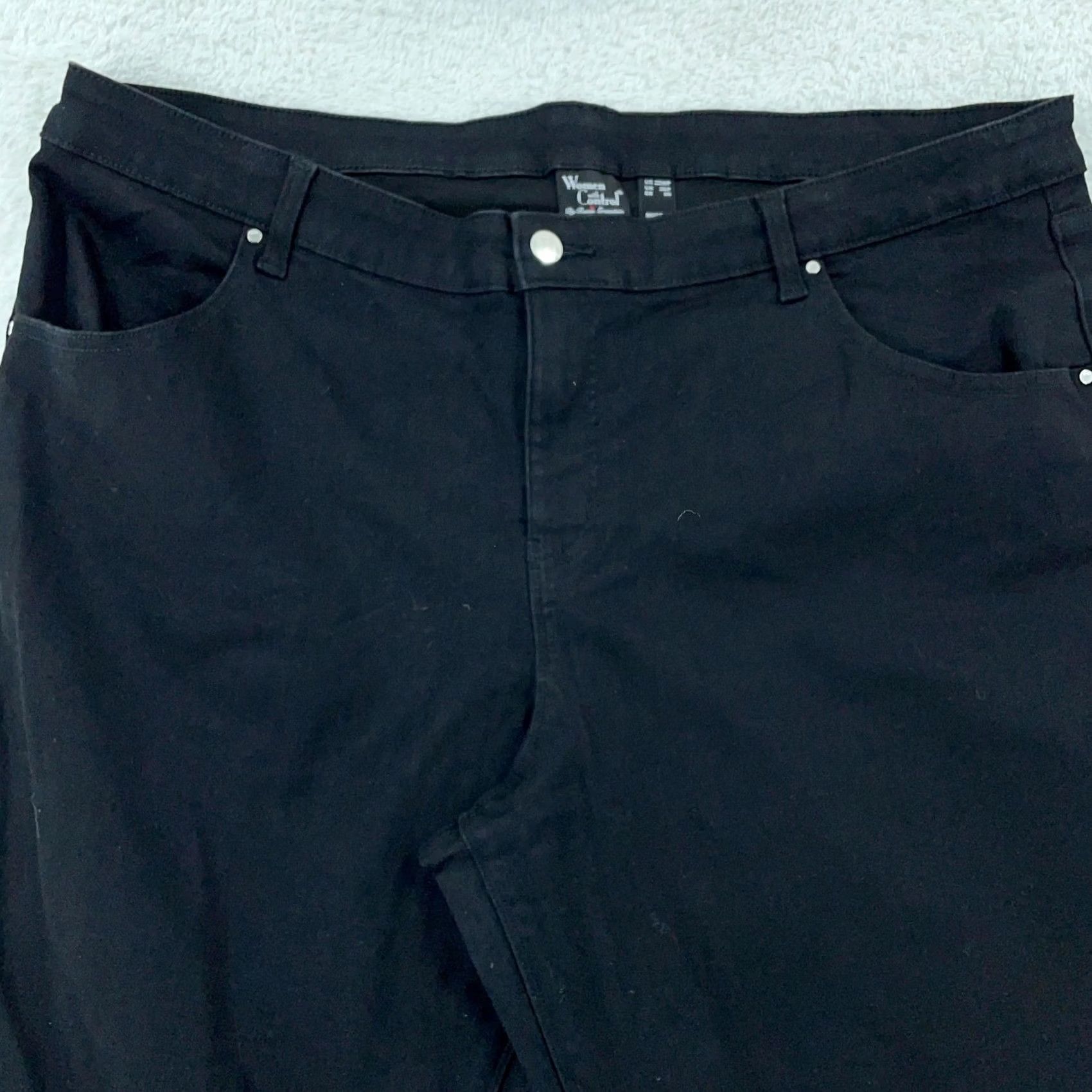 Vintage Women With Control Jeans Petite Black Bootcut Stretch Fits 42x27 Adult 22W Size 40" / US 18 - 2 Thumbnail