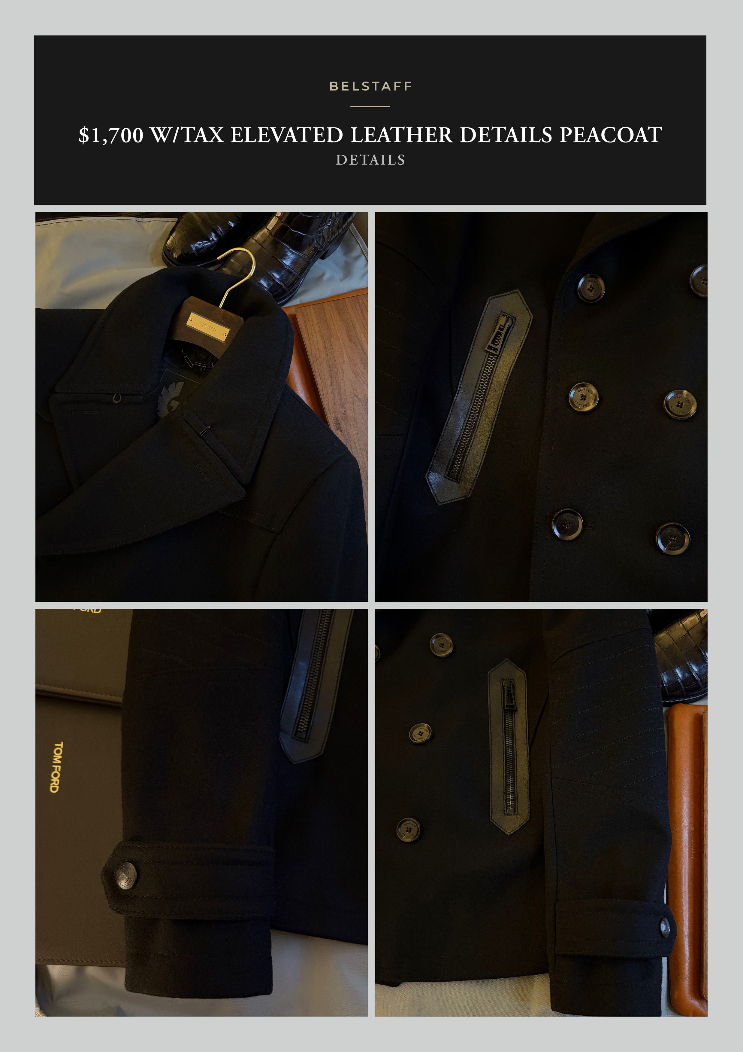 Belstaff Coveted, Badass $1,700 w/tax Leather Accents Peacoat Size US M / EU 48-50 / 2 - 21 Thumbnail