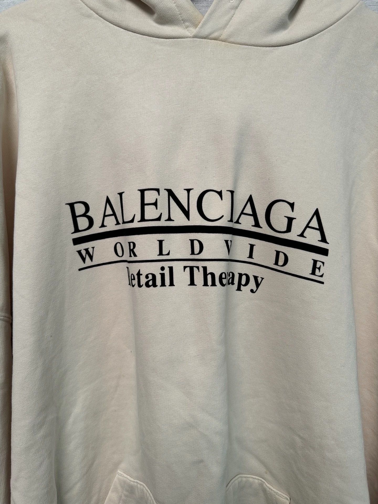Balenciaga Balenciaga WW Excl Logo Hoodie Cream 3 Size US L / EU 52-54 / 3 - 3 Thumbnail