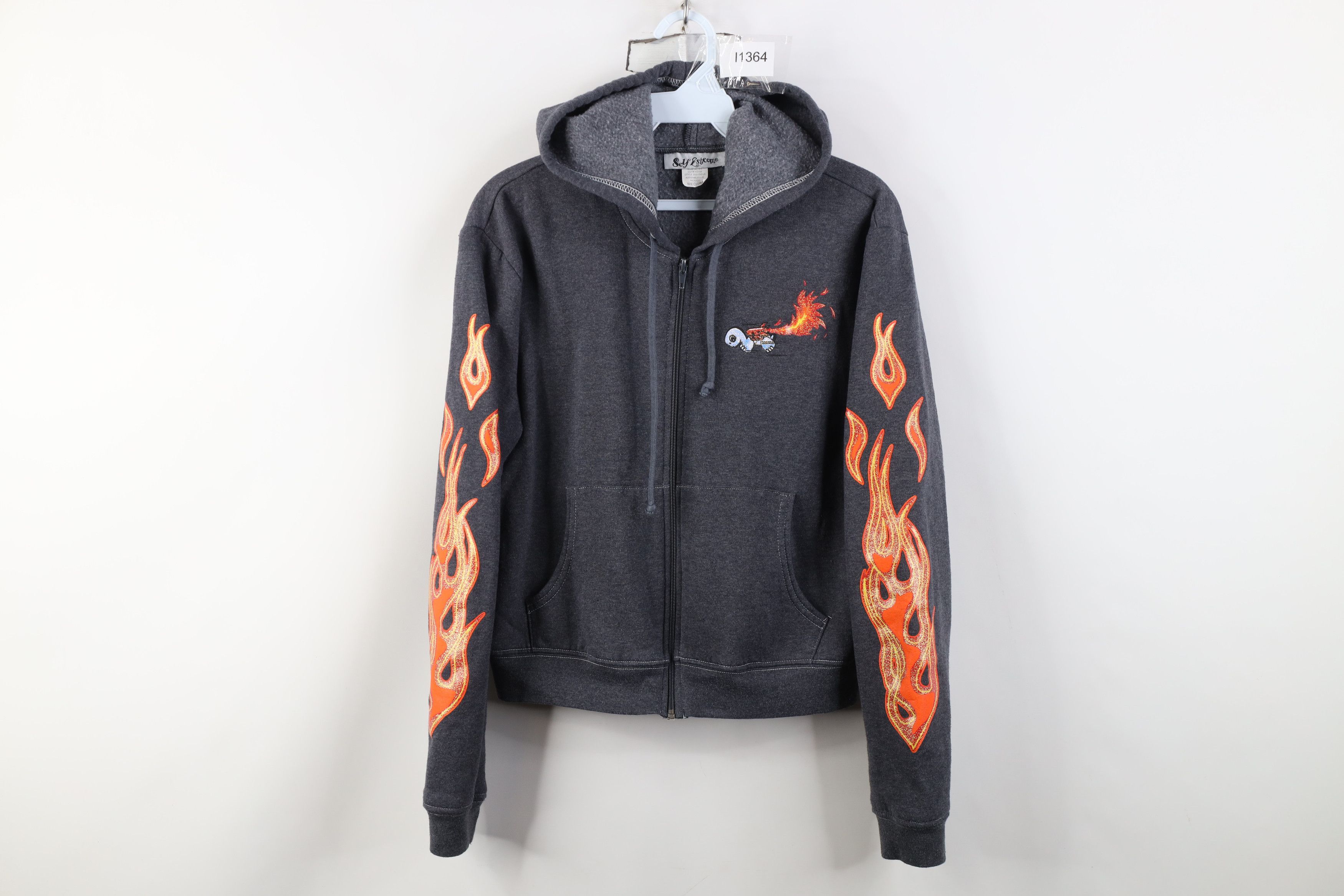 Vintage Vintage 90s Y2K Babydoll Turtle Fire Flames Full Zip Hoodie Size M / US 6-8 / IT 42-44 - 1 Thumbnail