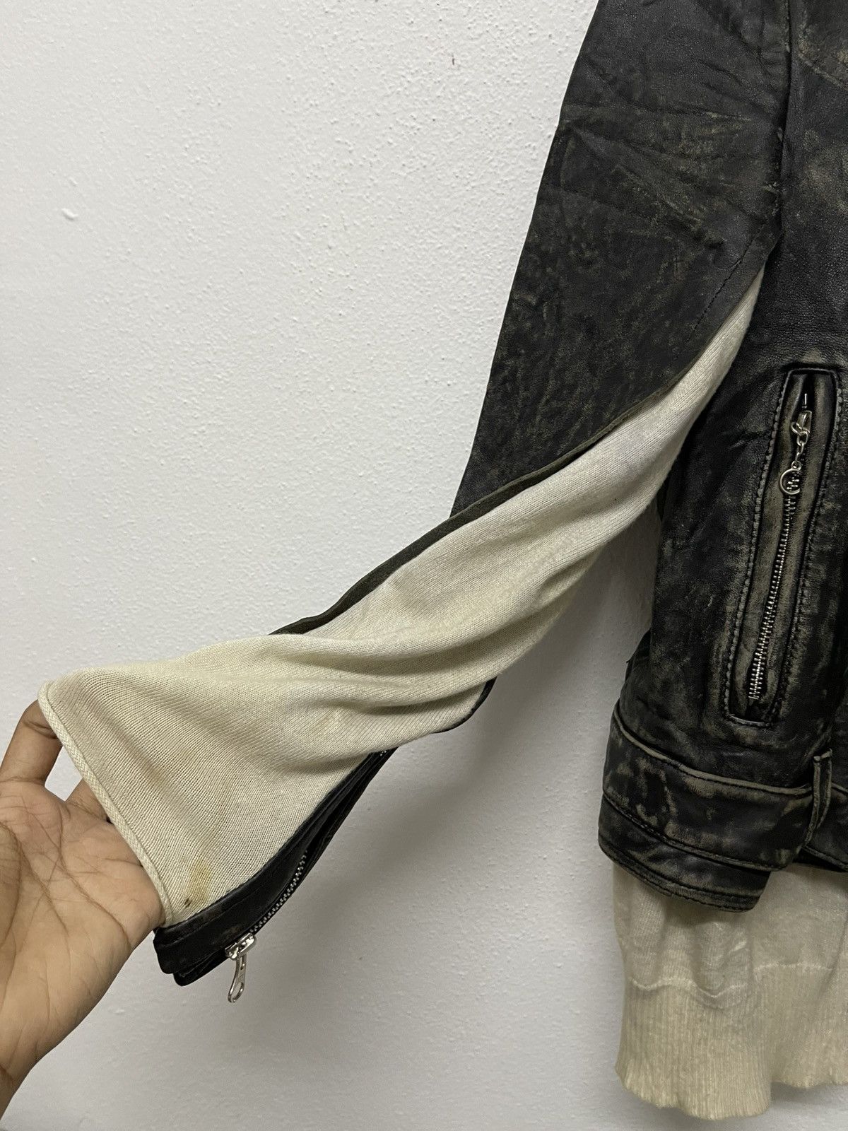 Undercover SS 21 UNDERCOVER LEATHER MIX KNIT RIDERS JACKET RARE Size US S / EU 44-46 / 1 - 4 Thumbnail
