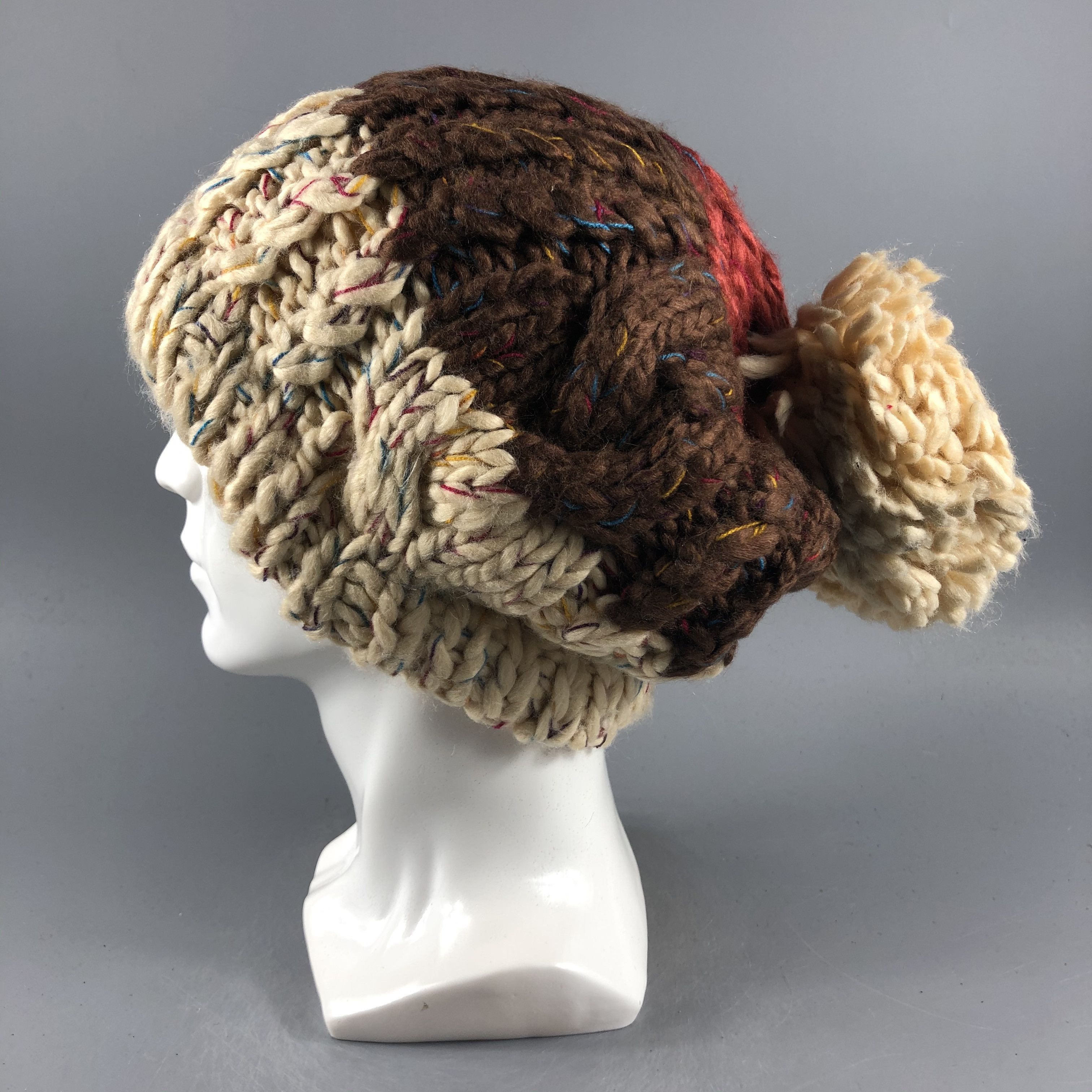 Vintage Crachet By Gabin Handmade Beanie Snow Hat Snow Cap -D095 Size ONE SIZE - 1 Thumbnail