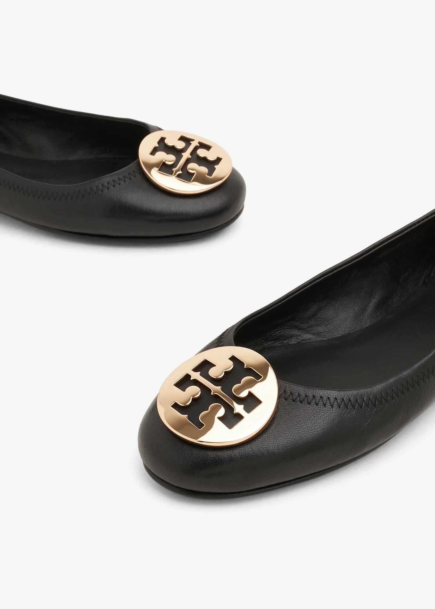 Tory Burch o1s22i1n1024 Leather Flats in Black Size US 7 / IT 37 - 3 Thumbnail