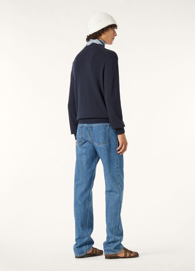 Loro Piana o1w1db10226 FAO9788 Lenno Crewneck Sweater in Blue Size US M / EU 48-50 / 2 - 5 Thumbnail