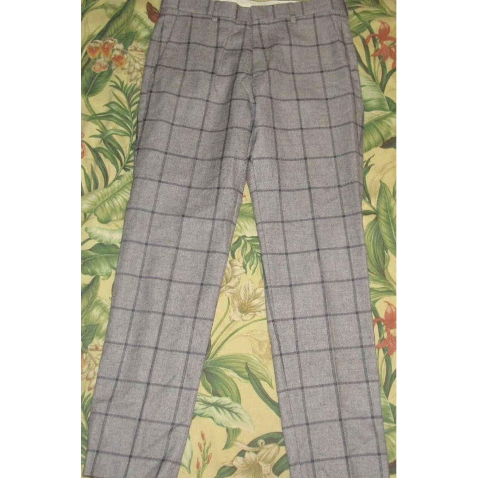 Vintage J CREW Dress Pants Grey Blue Windowpane Wool Blend 30 x 30 Men Size US 30 / EU 46 - 3 Thumbnail