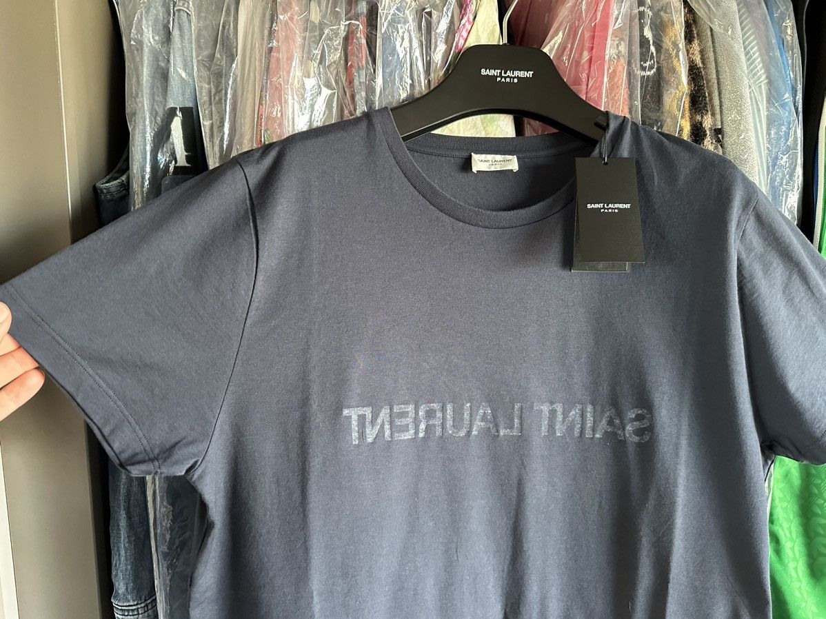 Saint Laurent Paris $620 FW23 Saint Laurent reverse logo dark navy t shirt L Size US L / EU 52-54 / 3 - 9 Thumbnail