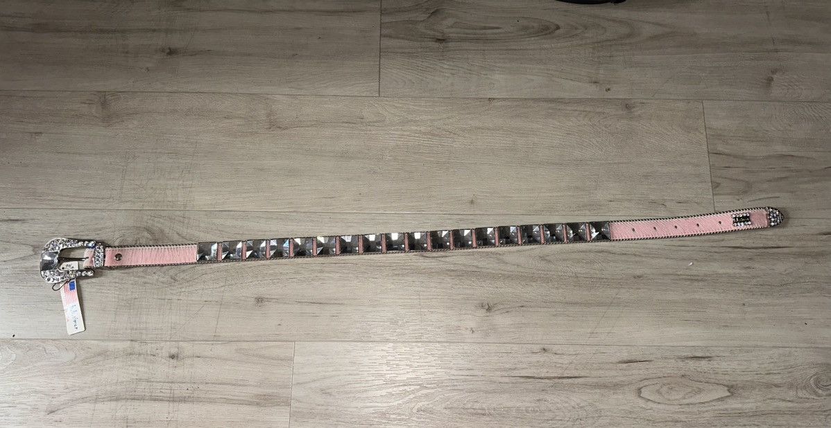B.B. Simon BB SIMON belt light pink horse hair Swarovski Crystals Size 32 - 6 Thumbnail