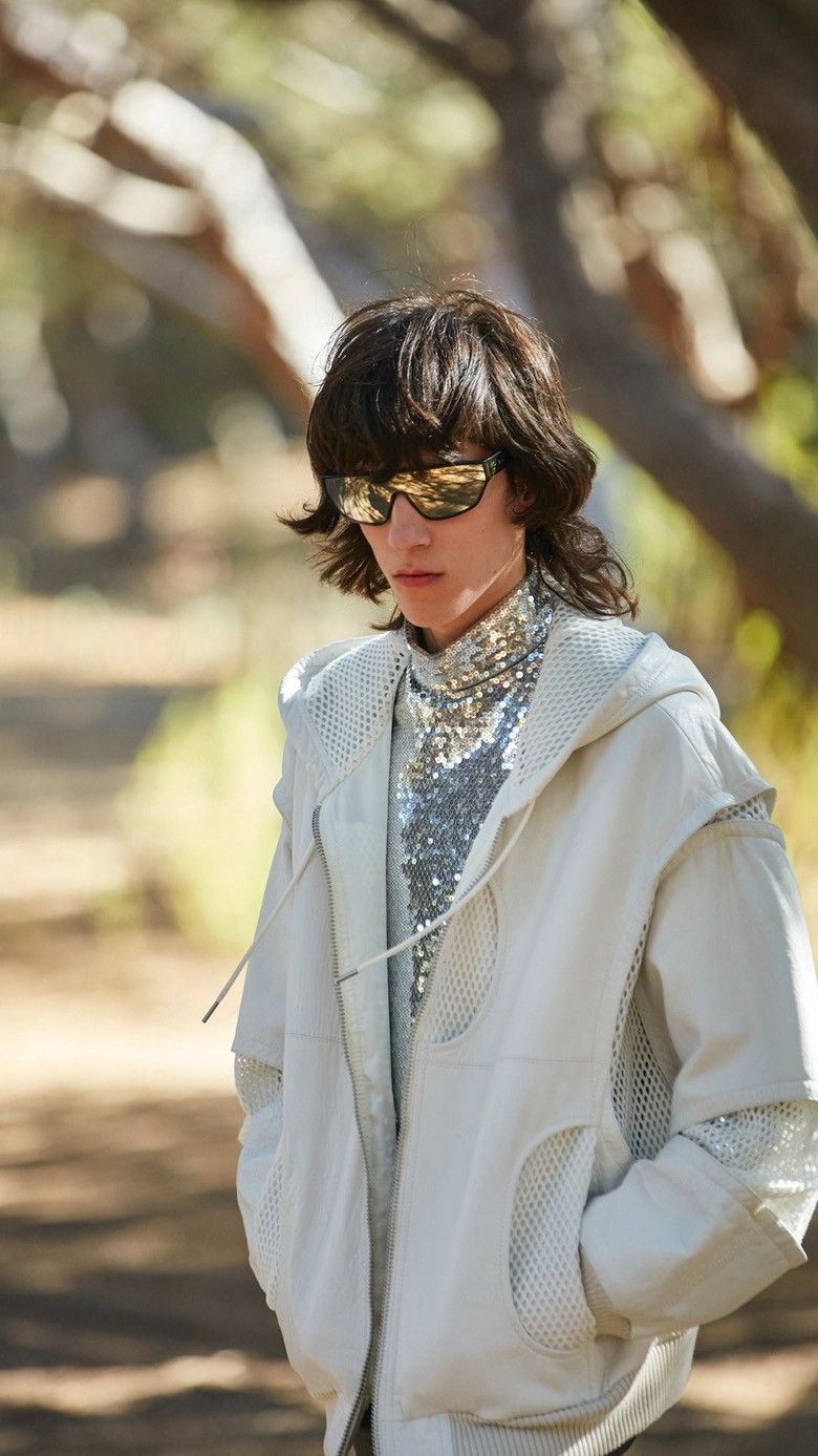 Celine × Hedi Slimane SS22 White Hooded Leather Bomber Mesh Panneling Size US S / EU 44-46 / 1 - 6 Thumbnail