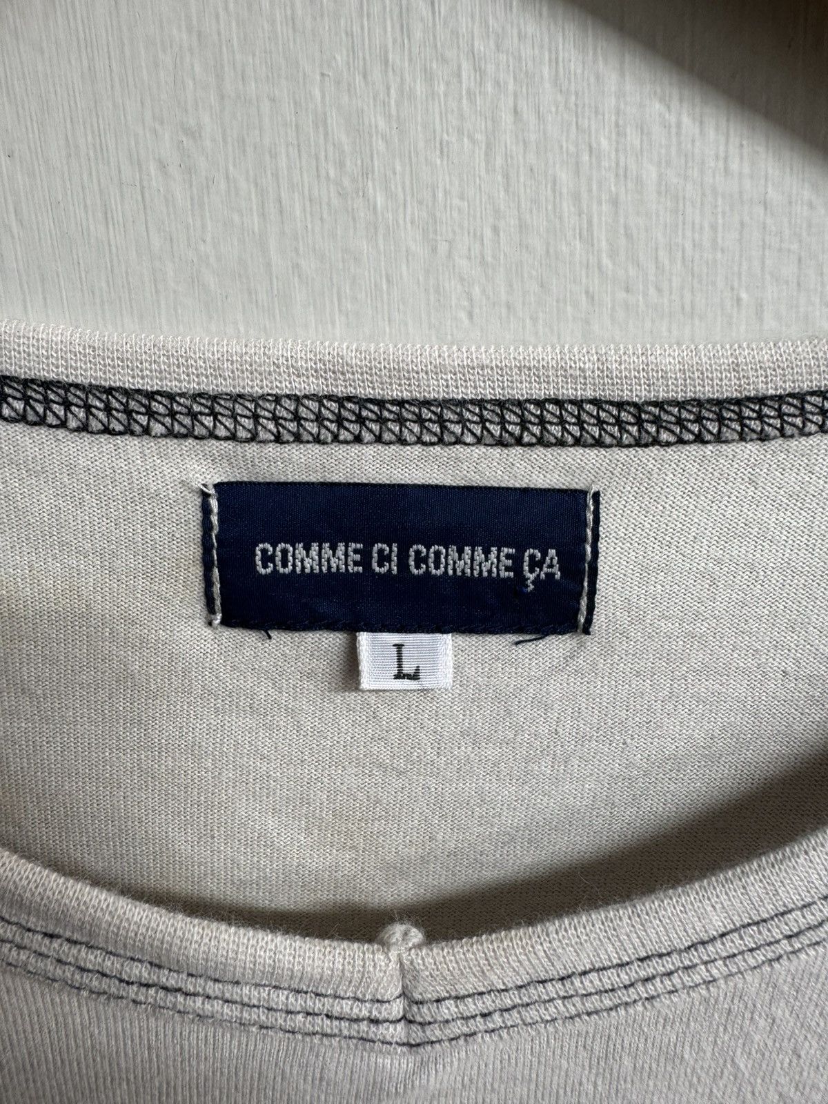 Comme Ca Ism COMME CI COMME CA V NECK T SHIRT WITH BLACK TRIM & TEXT Size US L / EU 52-54 / 3 - 6 Thumbnail