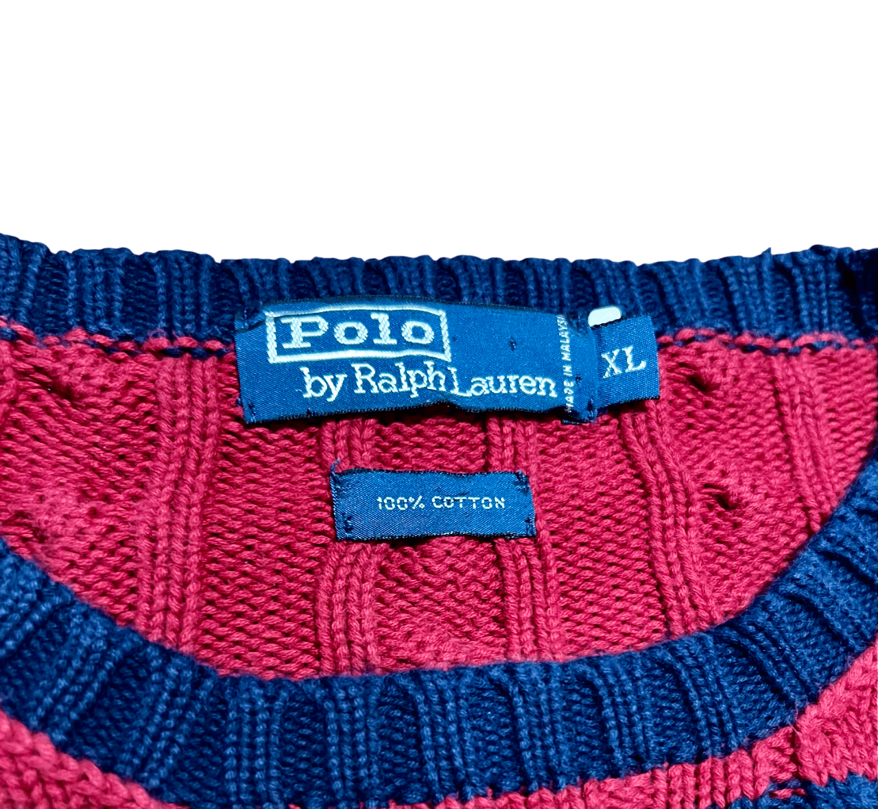 Polo Ralph Lauren Polo Ralph Lauren Striped Cable Knit Pullover Sweater Size US XL / EU 56 / 4 - 3 Thumbnail