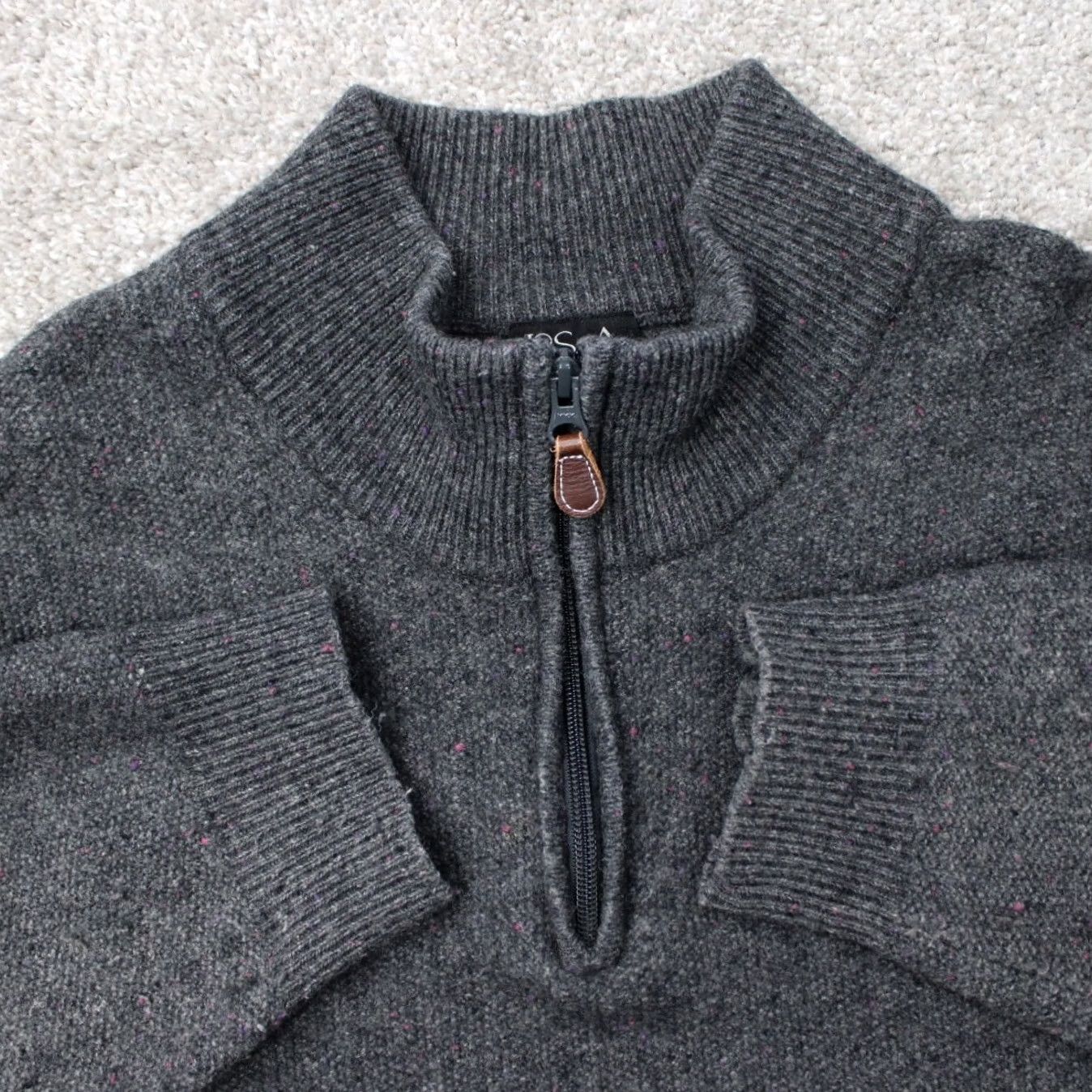 Jos. A. Bank Jos. A. Bank Sweater Mens 2XL Gray 1/4 Zip Mock Neck Lambswool/Nylon Blend Pullover Knit" Size US XXL / EU 58 / 5 - 2 Thumbnail
