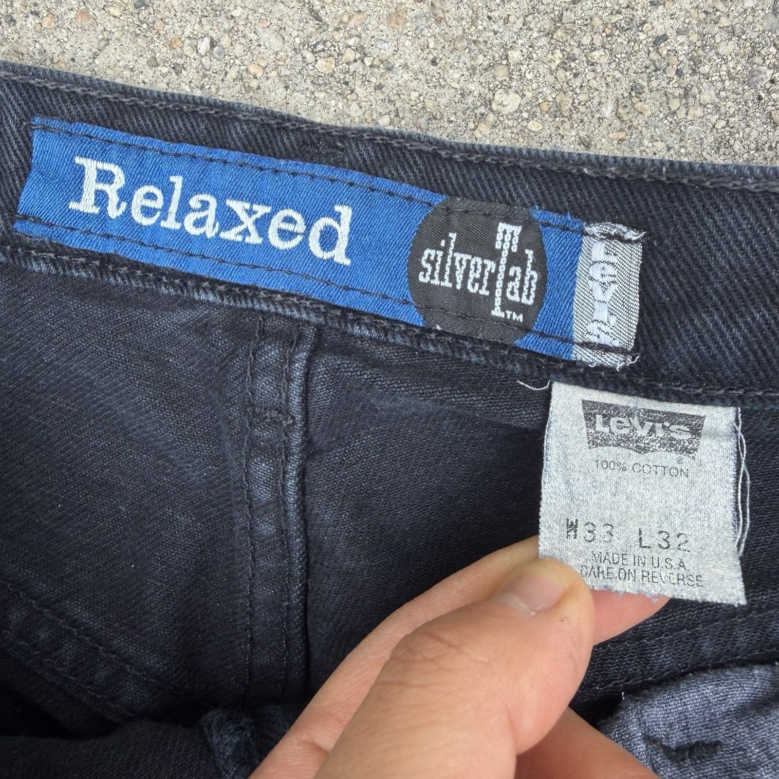 Levi's × Vintage Vintage 90s Levi’s Silvertab Black Baggy Denim Jeans 33x32 Size US 33 - 7 Thumbnail
