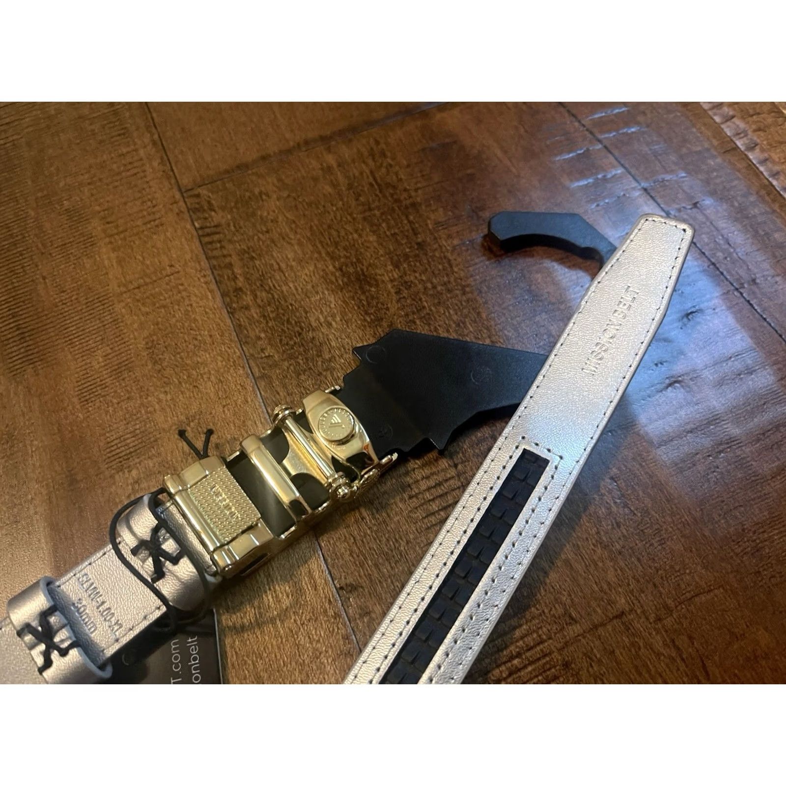 Commission VINTAGE Mission Belt Silver Metallic Adjustable Ratcheting Belt 30mm Men XL Silver Buckle New Size ONE SIZE - 5 Thumbnail