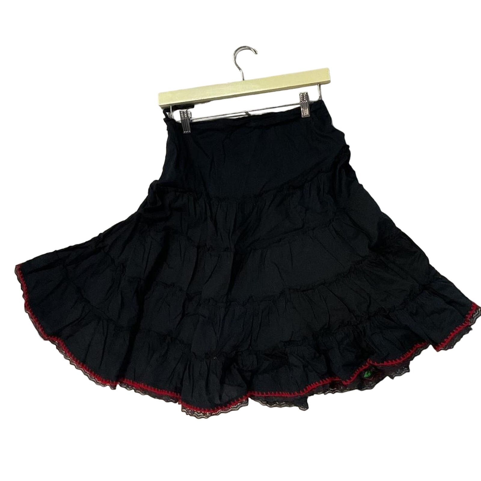 Other Floral black tiered embroidered skirt Size 28" / US 6 / IT 42 - 2 Thumbnail