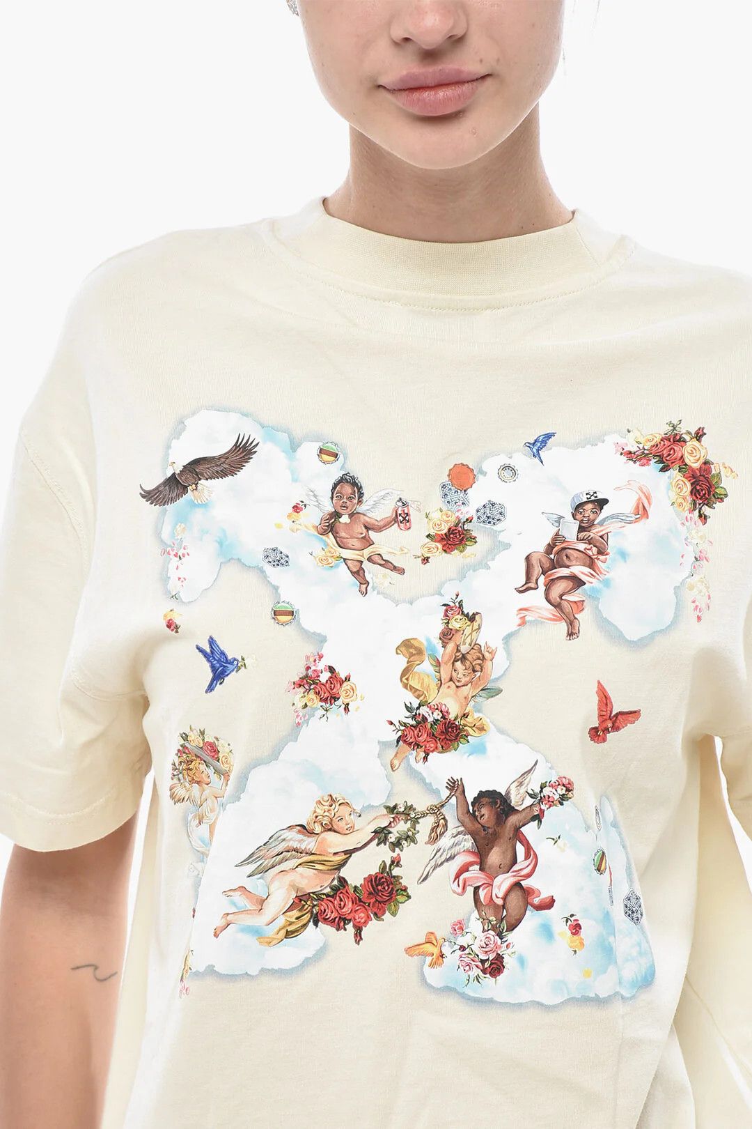 Off-White og1mm0426 Crewneck T-Shirt in White Size S / US 4 / IT 40 - 3 Thumbnail